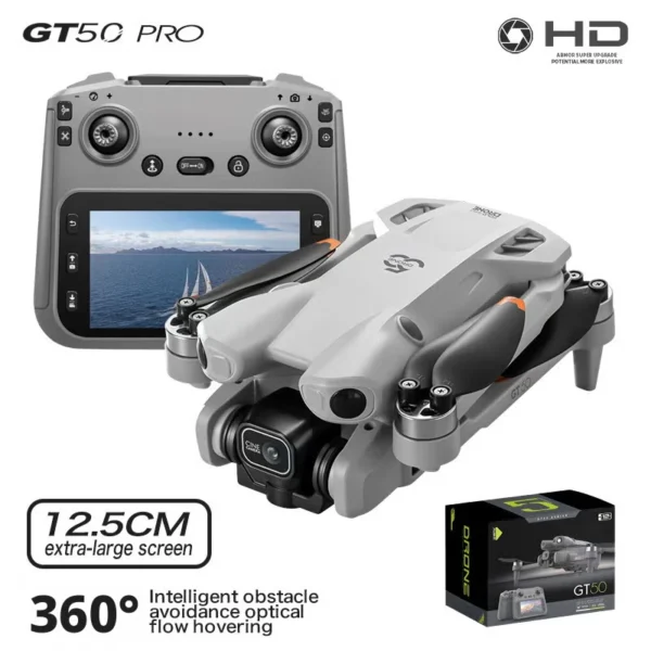 Brushless RC Drone with Aerial Camera, Optical Flow & Screen Remote – Gray
